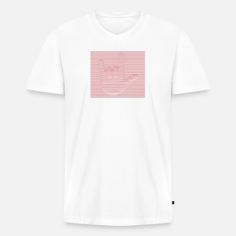 ILY Gesture - Männer Premium Bio T-Shirt mit V-Ausschnitt - Weiß