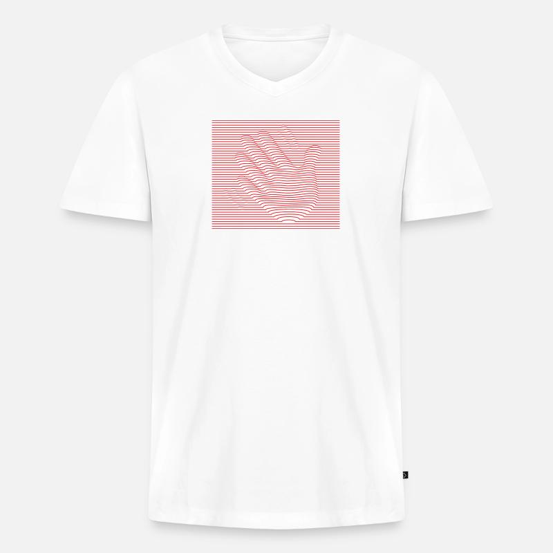 Wavin' Hand - Männer Premium Bio T-Shirt mit V-Ausschnitt - Weiß