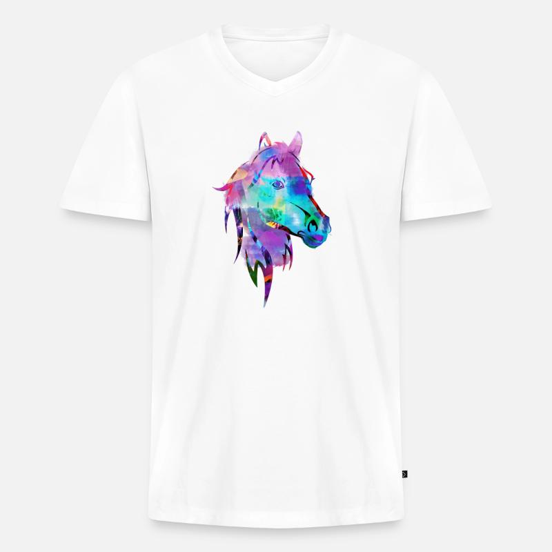 pferdekopf,pferd,aquarell,bunt,malerei - Männer Premium Bio T-Shirt mit V-Ausschnitt - Weiß