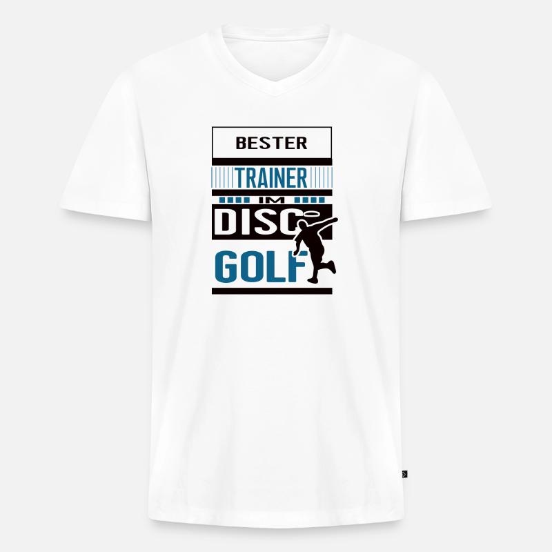 Discgolf Trainer Bester Discgolftrainer Team - Männer Premium Bio T-Shirt mit V-Ausschnitt - Weiß