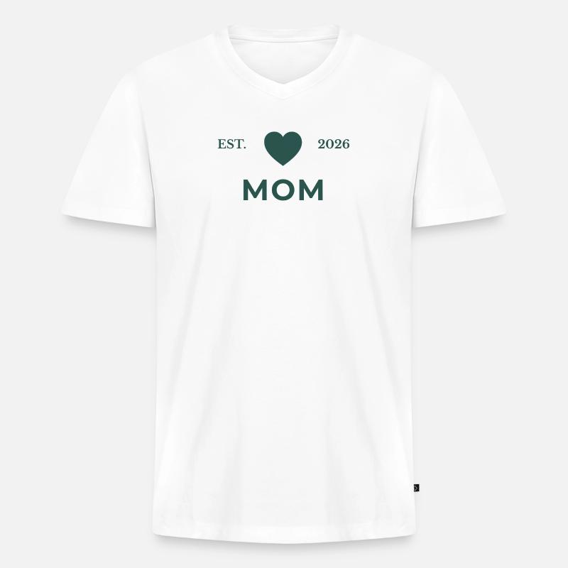 Mutter gegründet 2026 - Männer Premium Bio T-Shirt mit V-Ausschnitt - Weiß