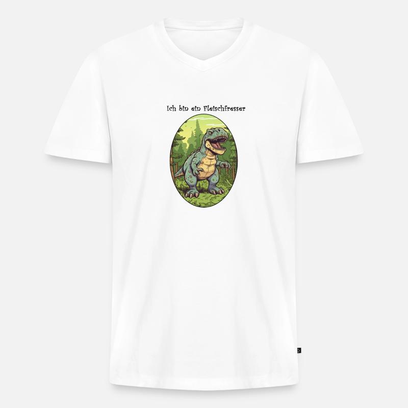 Ich bin ein Fleischfresser - Männer Premium Bio T-Shirt mit V-Ausschnitt - Weiß