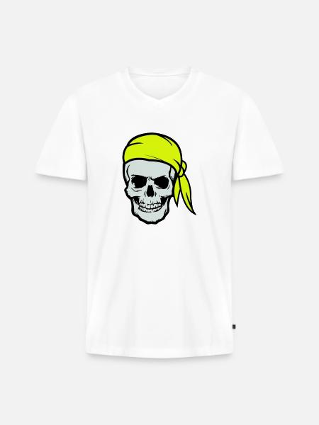 Skull Pirate Ahoy - Men's Premium Organic T-shirt with V-neck - white