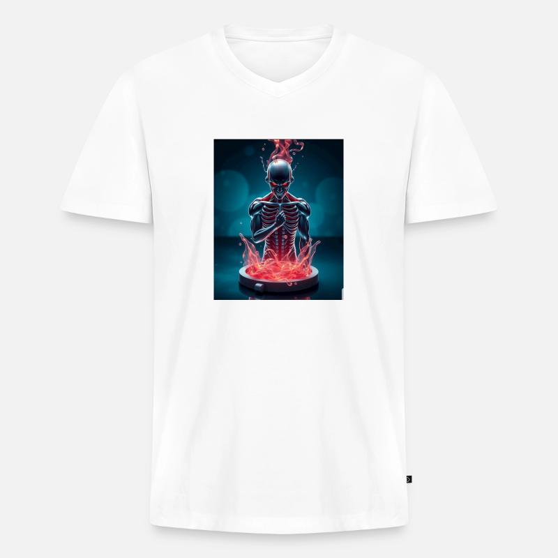Devil - Männer Premium Bio T-Shirt mit V-Ausschnitt - Weiß