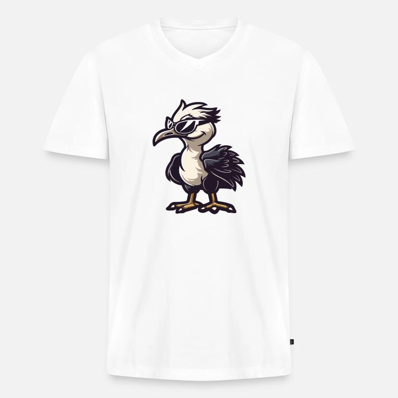 Strauß Comic Cool - Männer Premium Bio T-Shirt mit V-Ausschnitt - Weiß