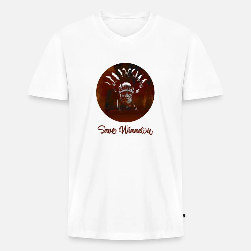 save winnetou,winnetou,indianer,graffiti,kreis - Männer Premium Bio T-Shirt mit V-Ausschnitt - Weiß