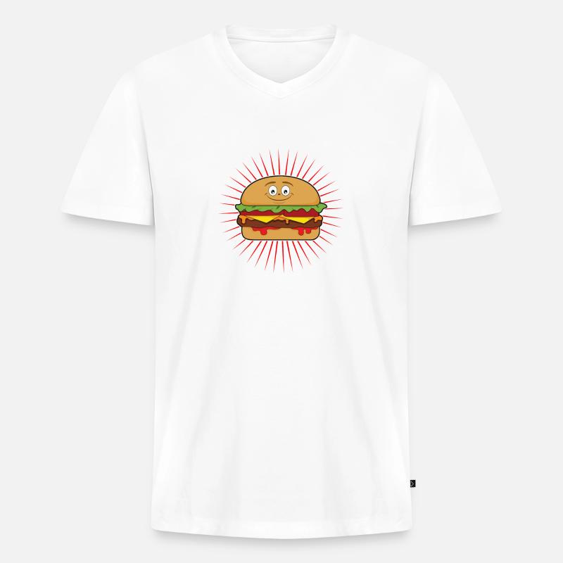 Hamburger - Männer Premium Bio T-Shirt mit V-Ausschnitt - Weiß