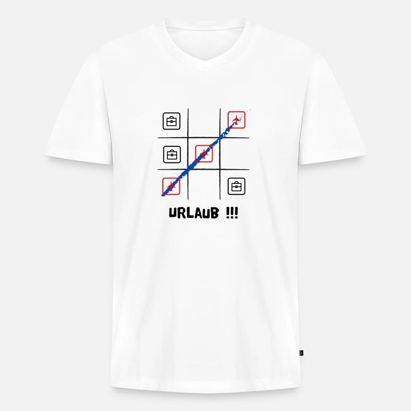 Tik tak to oder Käsekästchen, Urlaub oder Arbeit - Männer Premium Bio T-Shirt mit V-Ausschnitt - Weiß