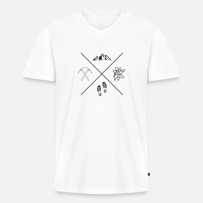 Berg - Männer Premium Bio T-Shirt mit V-Ausschnitt - Weiß