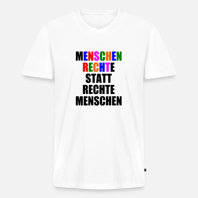 menschenrechte statt rechte menschen - Männer Premium Bio T-Shirt mit V-Ausschnitt - Weiß