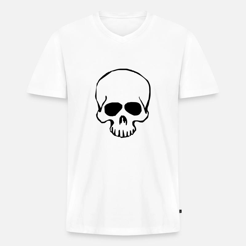 skull - Männer Premium Bio T-Shirt mit V-Ausschnitt - Weiß