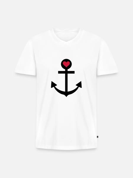 anchor captain star love - Men's Premium Organic T-shirt with V-neck - white