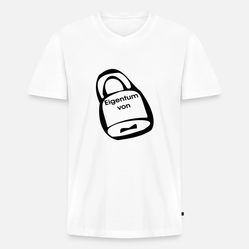 Vorhängeschloss Eigentum - Männer Premium Bio T-Shirt mit V-Ausschnitt - Weiß