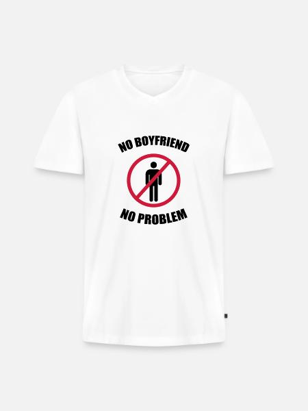 no_boyfriend_no_problem - Men's Premium Organic T-shirt with V-neck - white