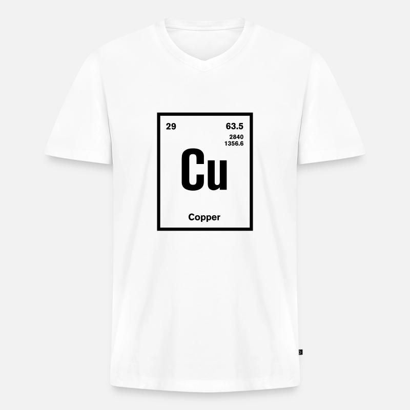 Copper Element im Periodensystem - Männer Premium Bio T-Shirt mit V-Ausschnitt - Weiß