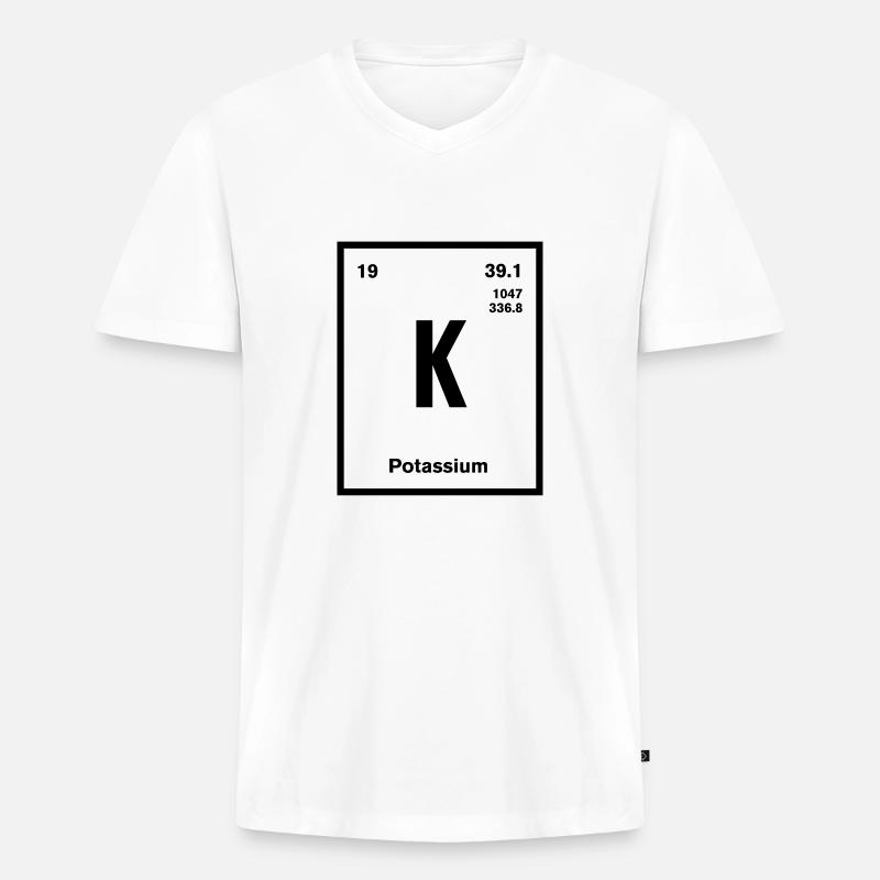 Potassium Element im Periodensystem - Männer Premium Bio T-Shirt mit V-Ausschnitt - Weiß