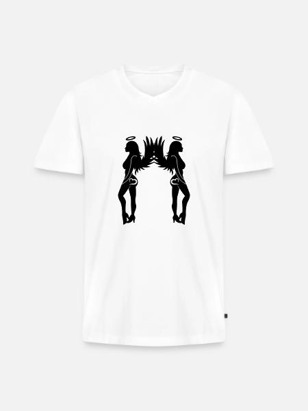 sexy_angel_woman_02 - Männer Premium Bio T-Shirt mit V-Ausschnitt - Weiß