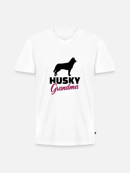 Husky - Männer Premium Bio T-Shirt mit V-Ausschnitt - Weiß