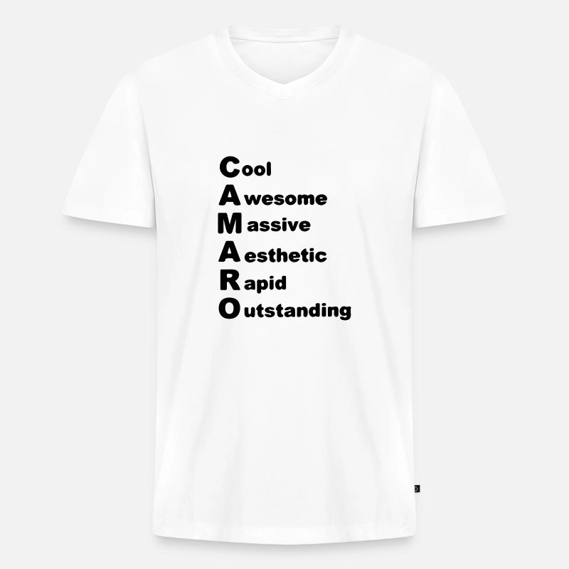 Camaro - Männer Premium Bio T-Shirt mit V-Ausschnitt - Weiß