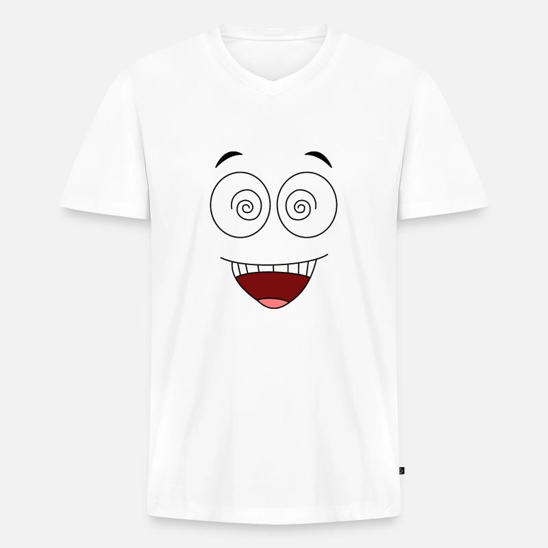 Crazyface - Männer Premium Bio T-Shirt mit V-Ausschnitt - Weiß