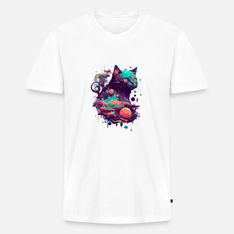 vector katze 2 0 - Männer Premium Bio T-Shirt mit V-Ausschnitt - Weiß