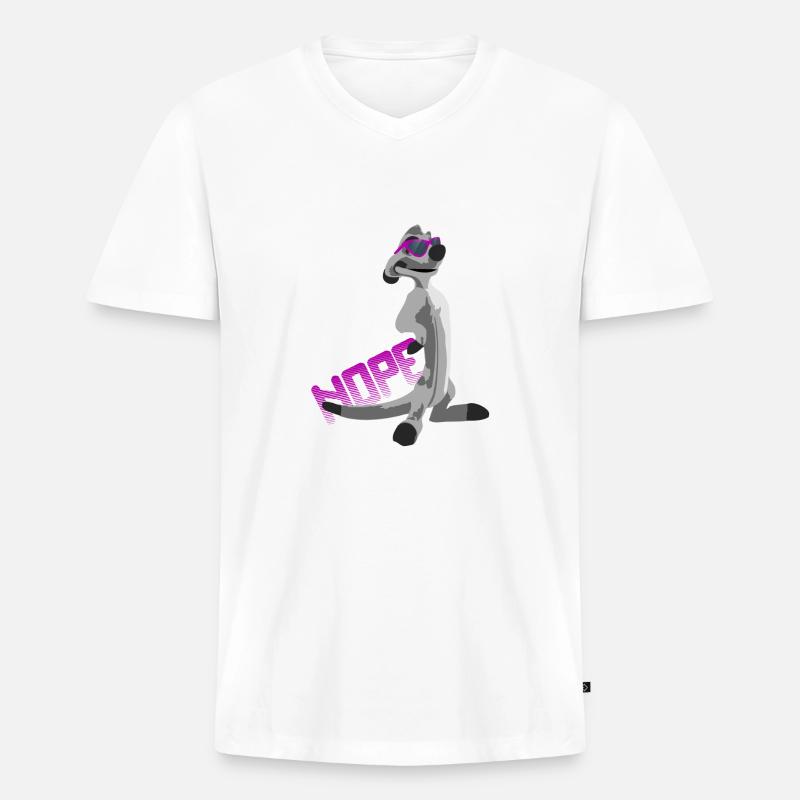 Erdmännchen NOPE - Männer Premium Bio T-Shirt mit V-Ausschnitt - Weiß