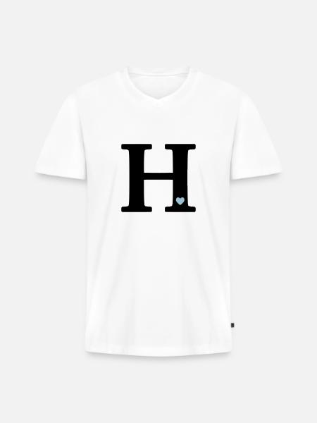 Letter H Initial letter - Men's Premium Organic T-shirt with V-neck - white