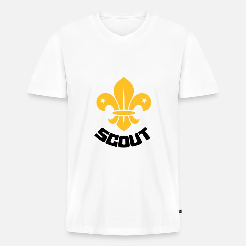 Scout - Scouting - Männer Premium Bio T-Shirt mit V-Ausschnitt - Weiß