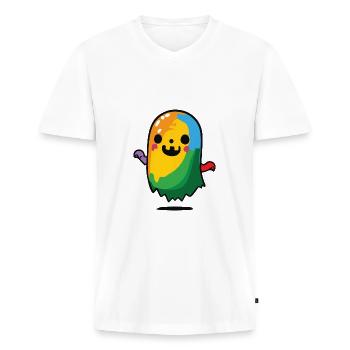 Cute Ghost / Halloween - Men's Premium Organic T-shirt with V-neck - white - Front - Nico (187cm)