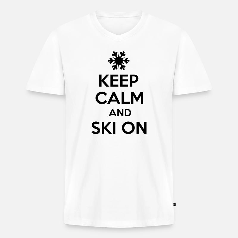 Ski - Männer Premium Bio T-Shirt mit V-Ausschnitt - Weiß