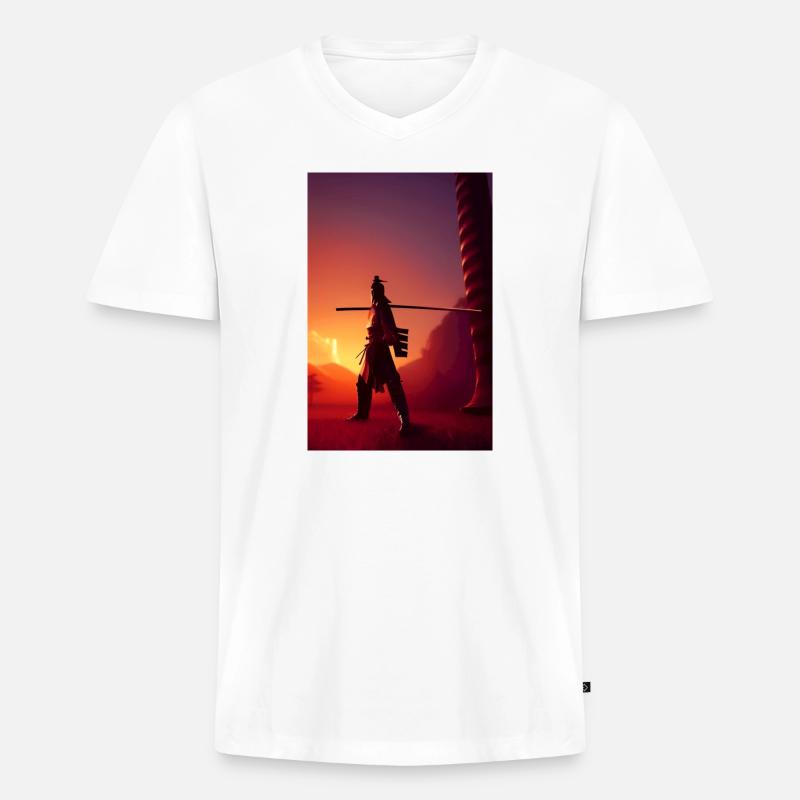 Samurai 2 - Männer Premium Bio T-Shirt mit V-Ausschnitt - Weiß