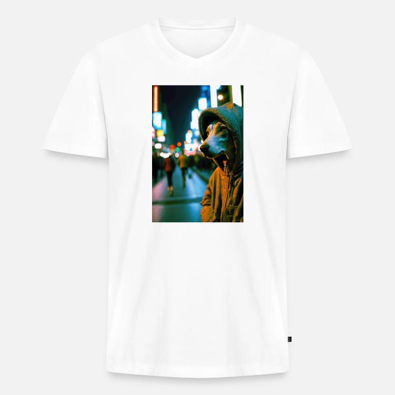 Cyrano auf der Straße 01 - Männer Premium Bio T-Shirt mit V-Ausschnitt - Weiß