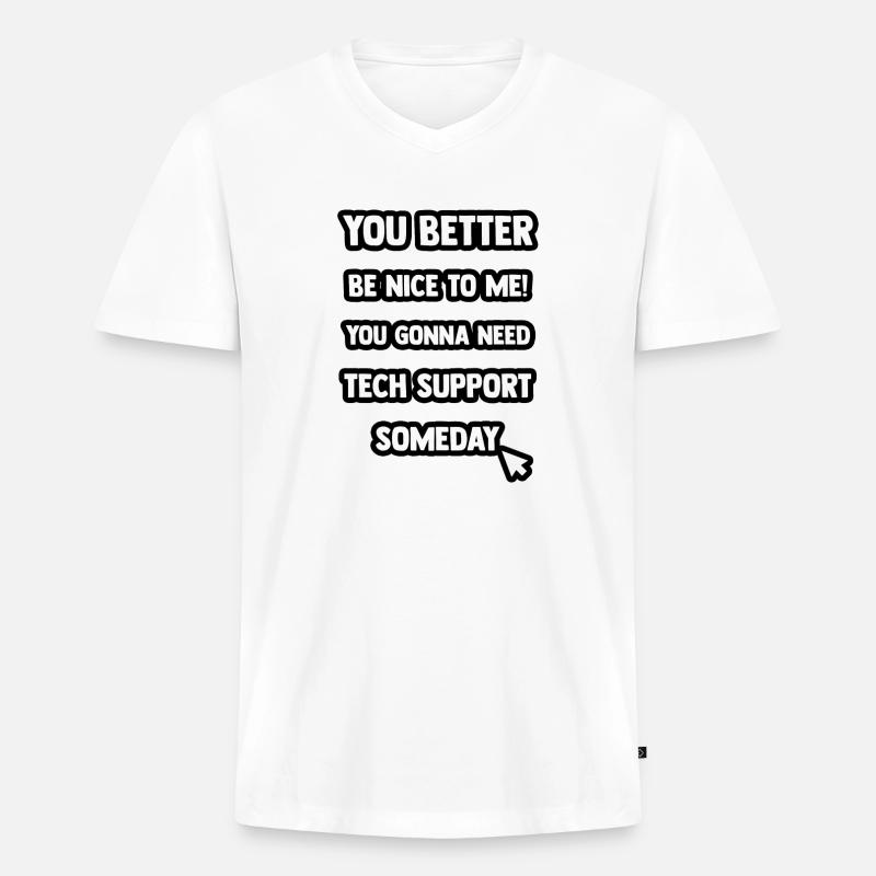 Tech Support - Männer Premium Bio T-Shirt mit V-Ausschnitt - Weiß
