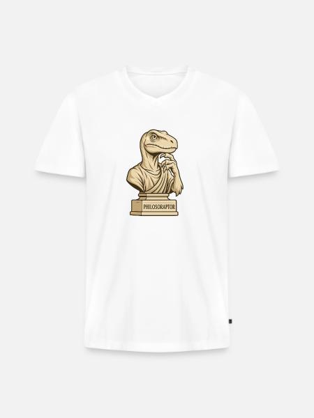 Philosoraptor - Männer Premium Bio T-Shirt mit V-Ausschnitt - Weiß