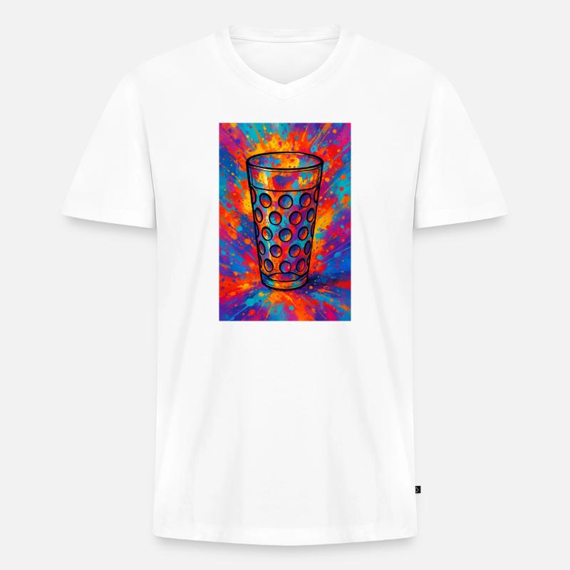 Dubbeglas Explosion - Männer Premium Bio T-Shirt mit V-Ausschnitt - Weiß