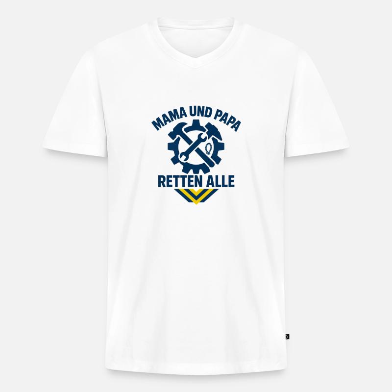 Mutter Vater Rettung Team Design - Männer Premium Bio T-Shirt mit V-Ausschnitt - Weiß
