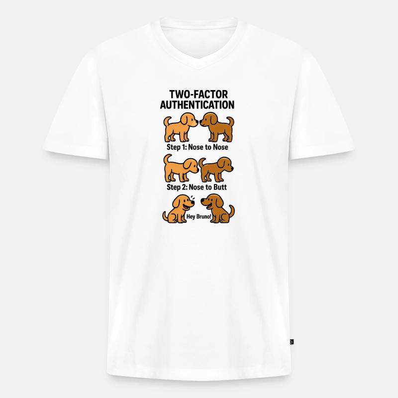 Two Factor Authentication Hunde - Männer Premium Bio T-Shirt mit V-Ausschnitt - Weiß