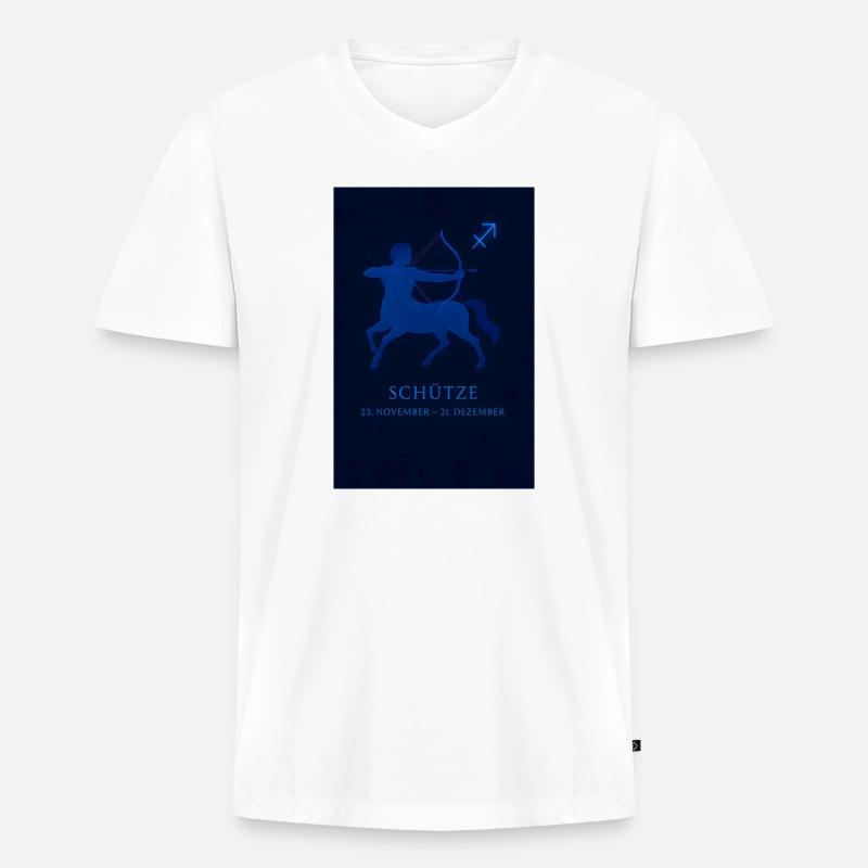 Sternzeichen Schütze mit Bogen & Sternbild - Männer Premium Bio T-Shirt mit V-Ausschnitt - Weiß