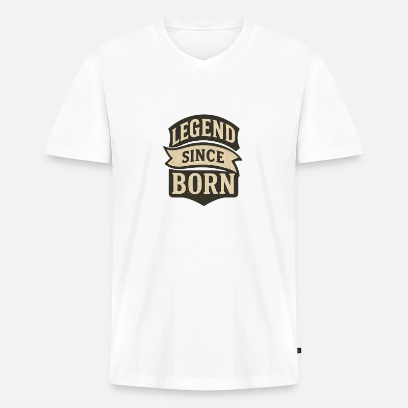 Legende seit der Geburt Retro-Abzeichen - Männer Premium Bio T-Shirt mit V-Ausschnitt - Weiß