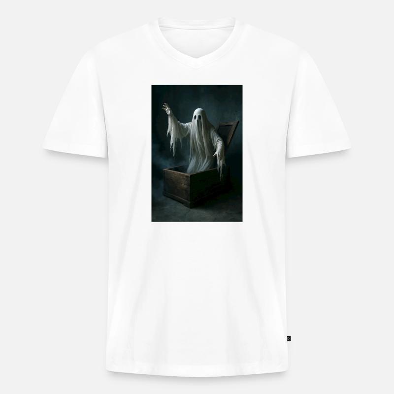 Geist aus dem Sarg - Männer Premium Bio T-Shirt mit V-Ausschnitt - Weiß