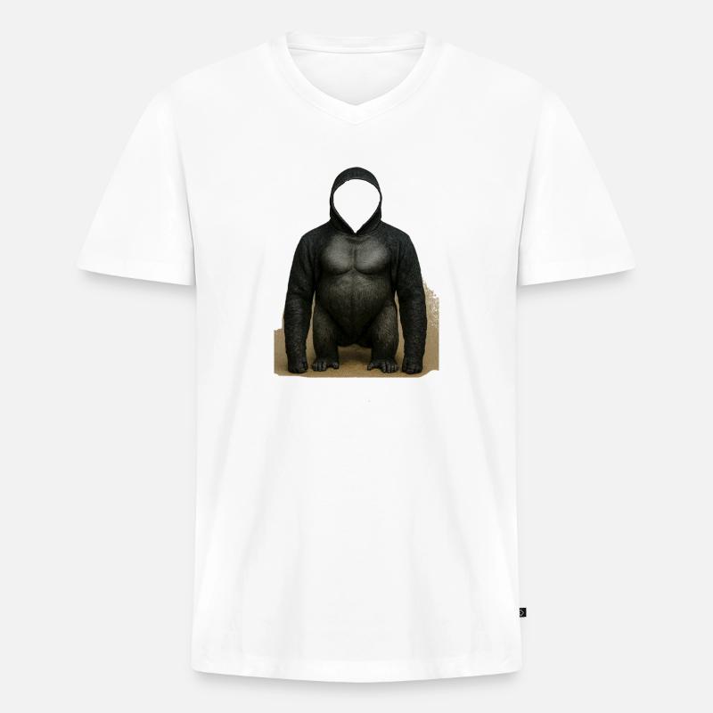 Shadow Gorilla Kapuzenpullover Design - Männer Premium Bio T-Shirt mit V-Ausschnitt - Weiß