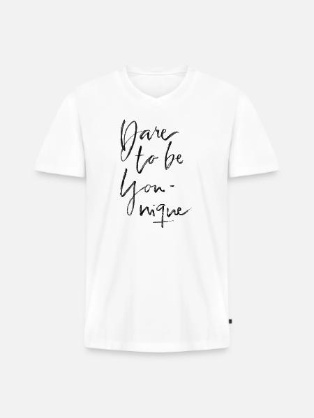 Ose être unique - T-shirt encolure en V Premium bio Homme - blanc