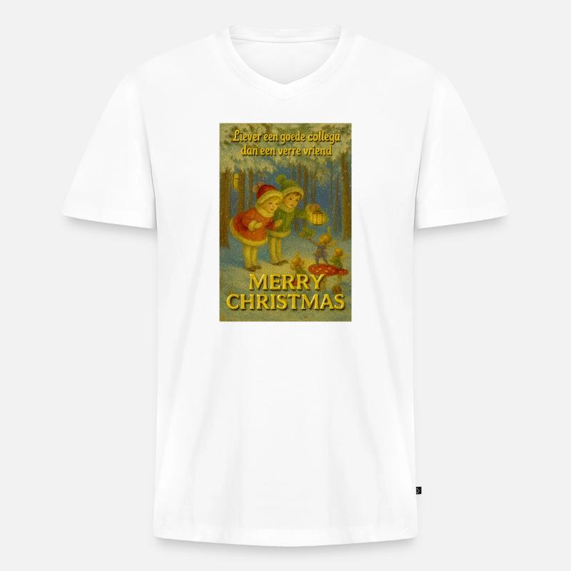 Weihnachtskollektion: Freundschaft über Distanz - Männer Premium Bio T-Shirt mit V-Ausschnitt - Weiß