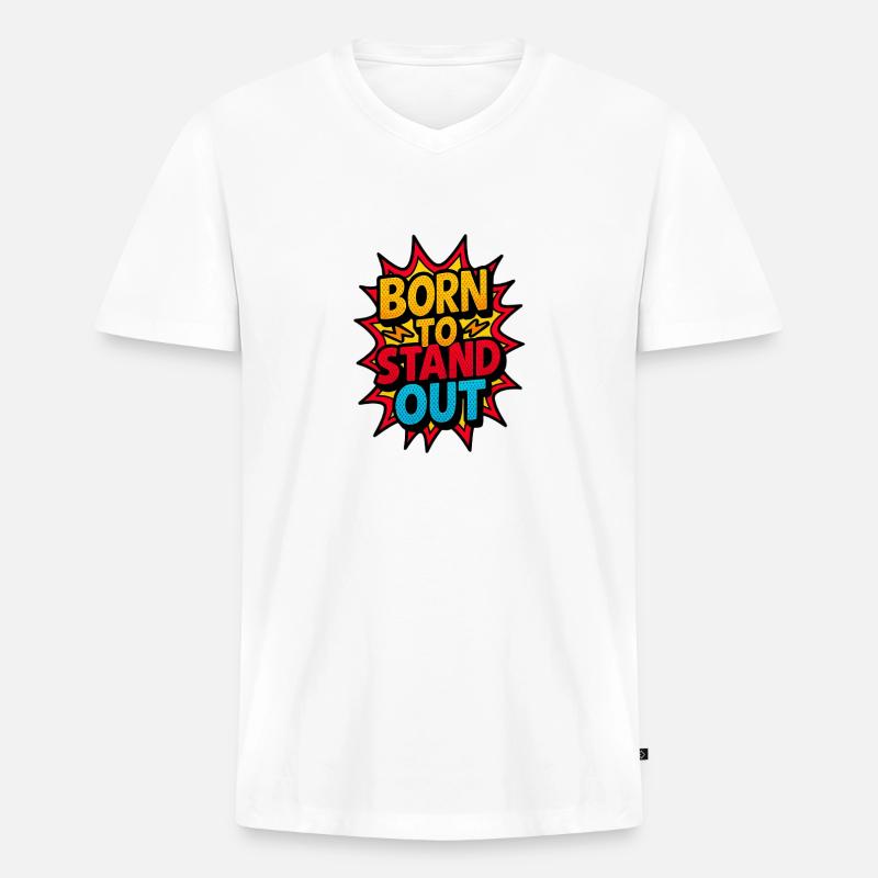 Born To Stechen: Comic Burst - Männer Premium Bio T-Shirt mit V-Ausschnitt - Weiß
