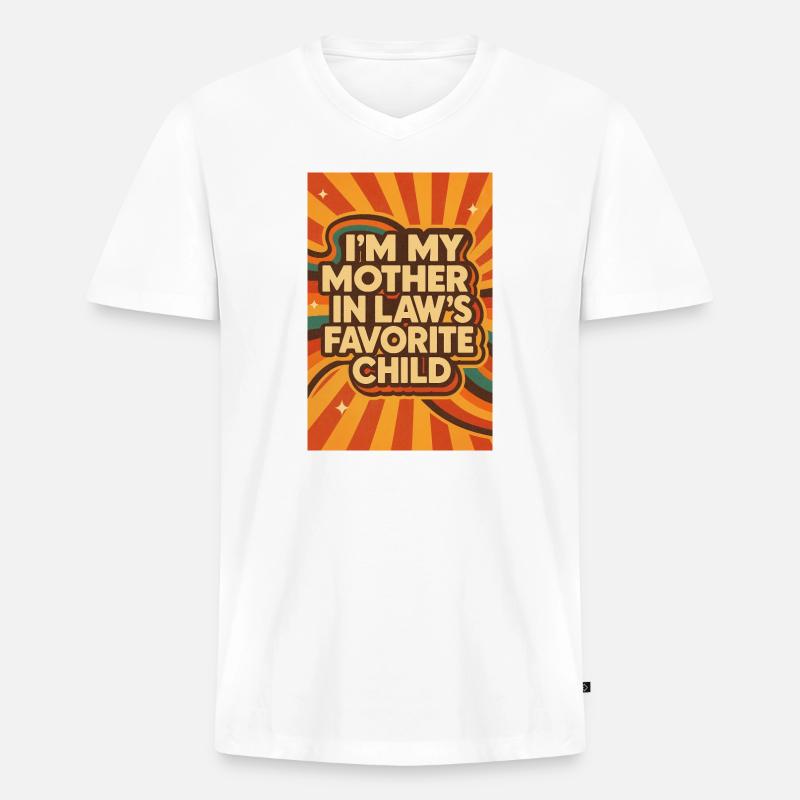 Das Lieblingskind der Schwiegermutter - Männer Premium Bio T-Shirt mit V-Ausschnitt - Weiß