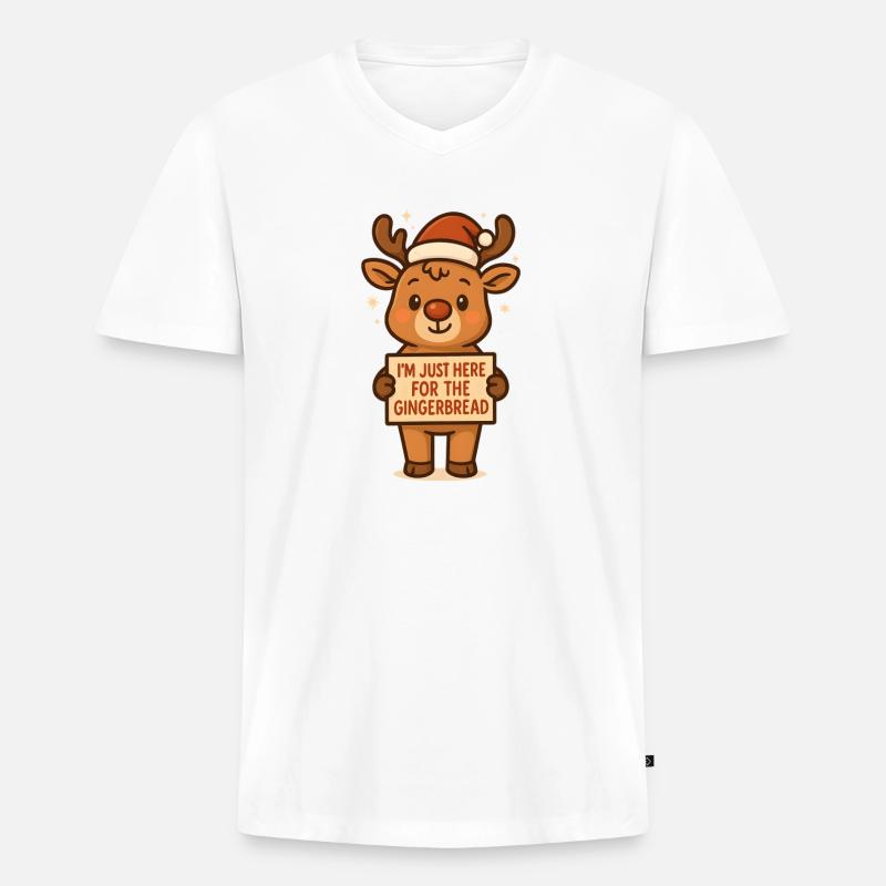 Lebkuchenmann Lebkuchen Lebkuchenmänner Geschenk - Männer Premium Bio T-Shirt mit V-Ausschnitt - Weiß