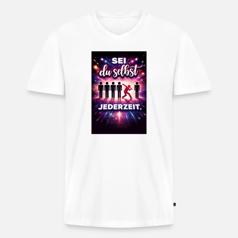 Sei du selbst jederzeit - Männer Premium Bio T-Shirt mit V-Ausschnitt - Weiß