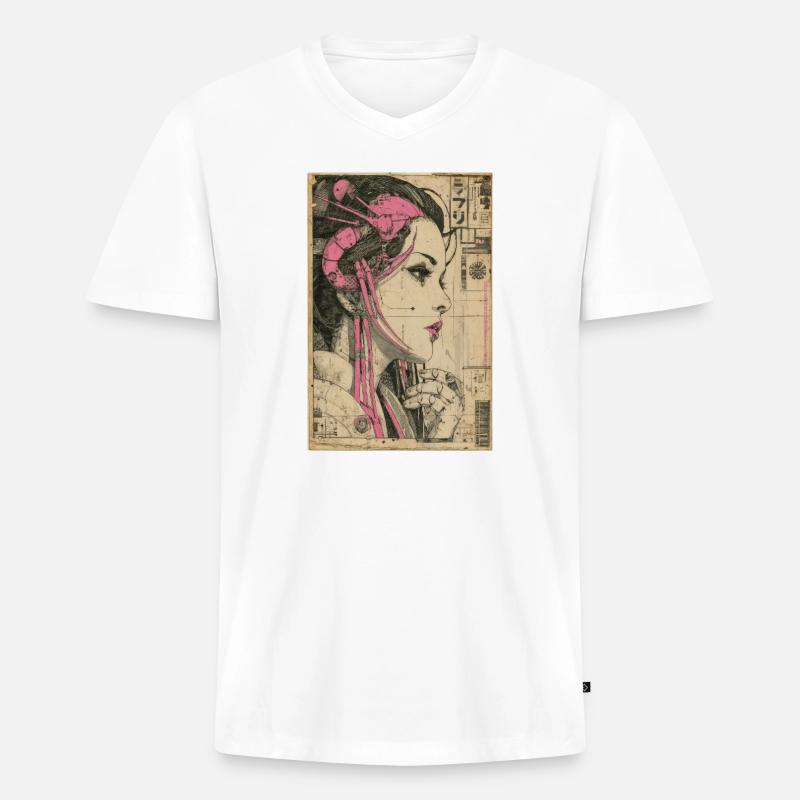 Neon-Circuit-Erbin - Männer Premium Bio T-Shirt mit V-Ausschnitt - Weiß