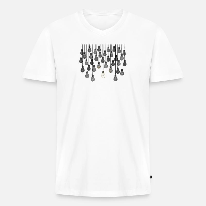 Graues Glühbirnen-Array mit einzigartiger Helligkeit - Männer Premium Bio T-Shirt mit V-Ausschnitt - Weiß