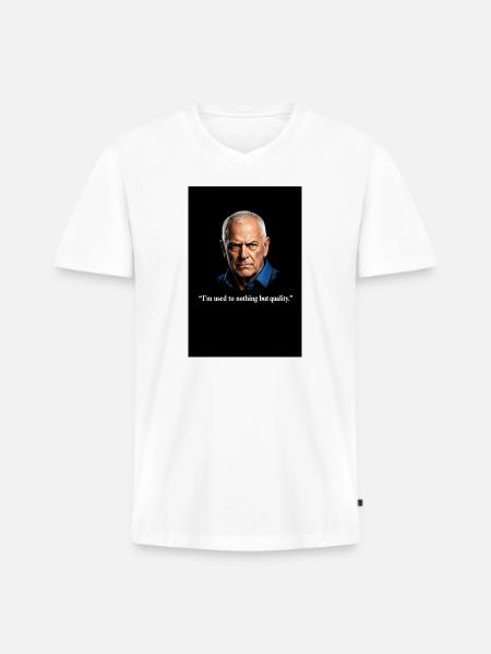 Qualitätsfokus Zitat Mann  Employer - Männer Premium Bio T-Shirt mit V-Ausschnitt - Weiß